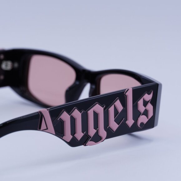 Palm Angels PERI007 ANGEL 1021 Sunglasses Black Rectangle Frame, Cameo Lenses - Picture 10 of 11